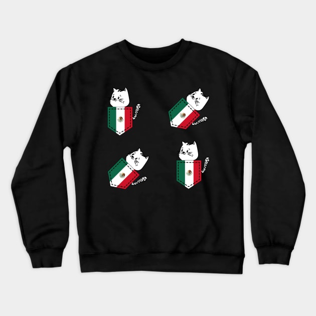 Patriotic Pocket Pussy - Cat Lover -  Mexican Patriot Crewneck Sweatshirt by PosterpartyCo
